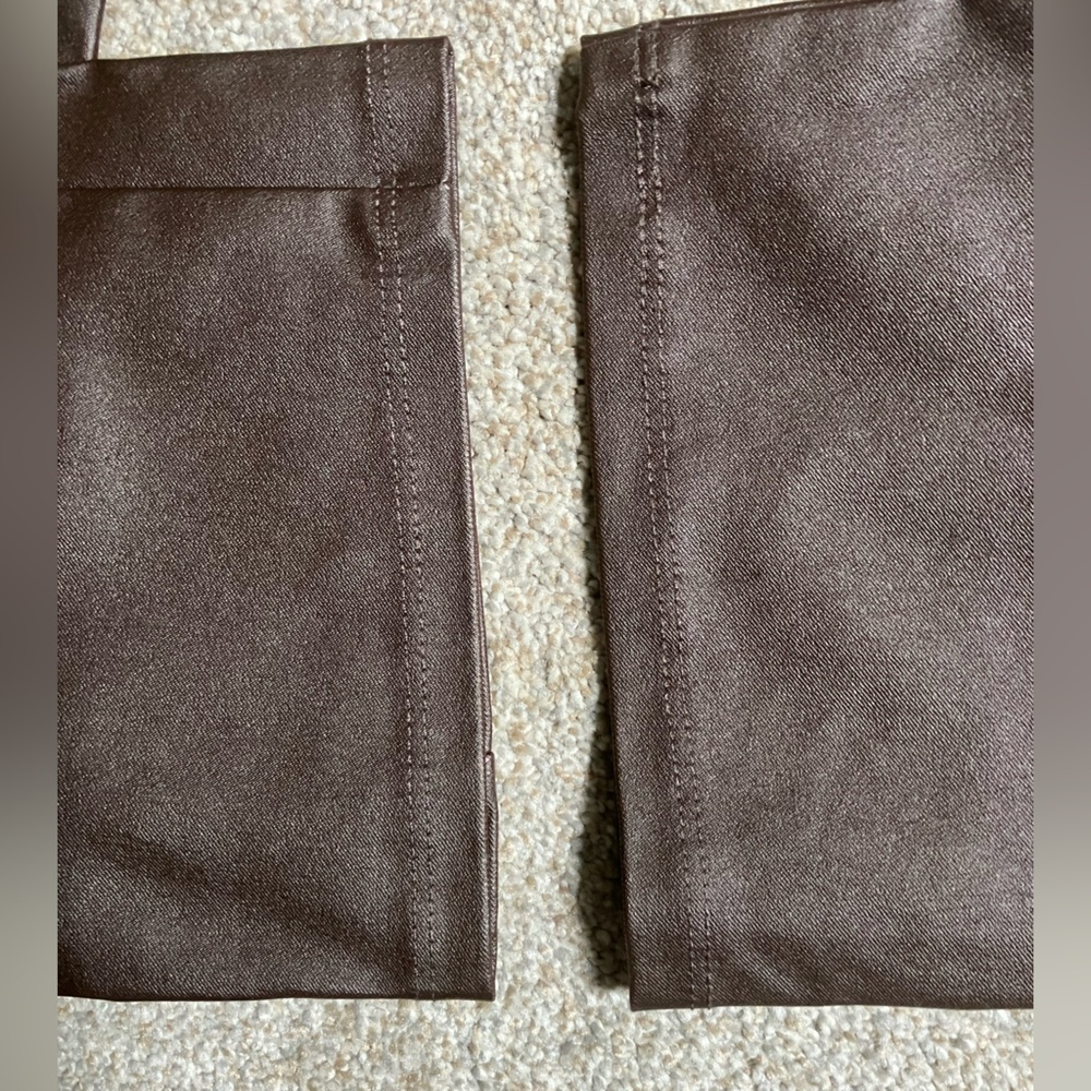 BELLE by KIM GRAVEL brown faux leather slacks pants pull on straight leg 6 - Picture 7 of 12